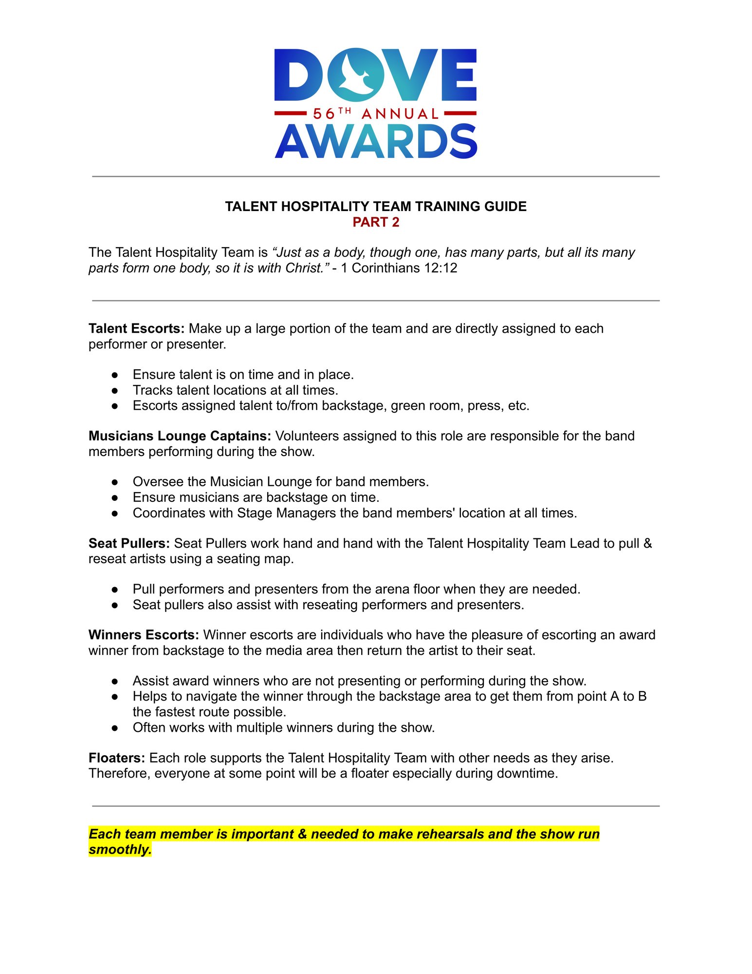 Part 2 of Talent Hospitality Training Guide